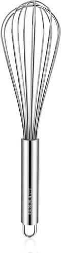 NileHome Stainless Steel Whisk 10" Kitchen Whisk Wisking Tool Kitchen Wisk Wire Whisks for Cooking, Whisking, Blending, Beating, Stirring