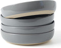 famiware Milkyway 33 oz Pasta Bowls Set of 4, Dark Gray | Scratch-Resistant Stoneware Salad Bowls, Stackable, Dishwasher & Microwave Safe, Lead-Fre