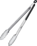 Hotec Stainless Steel Kitchen Tongs, 16 Inch Extra Long Locking Metal Food Tongs for Cooking, Serving, BBQ, Grill Non-Slip Grip
