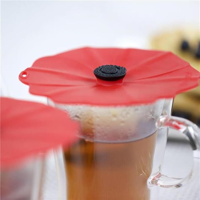 Charles Viancin - Poppy Silicone Lid for Food Storage and Cooking - Airtight Seal on Any Smooth Rim Surface - BPA-Free - Oven, Microwave, Freezer, Stovetop and Dishwasher Safe (Drink Covers)