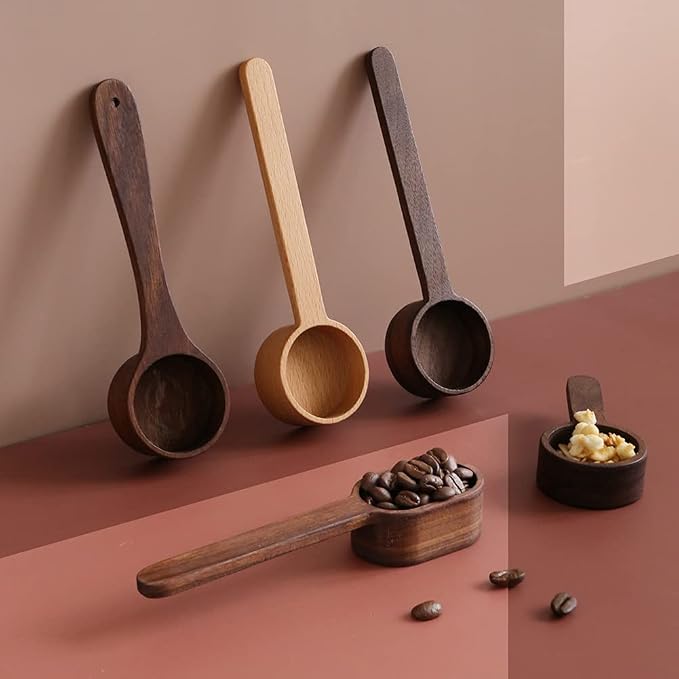 Coffee Scoop, Coffee Spoons,CISHNOU Korean Style Beech Wooden Coffee Ground Spoon, Measuring for Ground Beans or tea, Soup Cooking Mixing Stirrer Kitchen Tools Utensils, 1 Wooden Tea Scoop