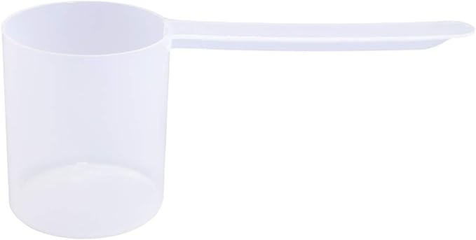 Plastic Measuring Scoop, (80 cc | 1/3 Cup | 2.7 fl oz. | 80 mL) Long Handle Spoons for Powders, Granules, Coffee, Pet Food, Baking Supplies, Protein and Other Dry Goods, BPA Free (Set of 1)