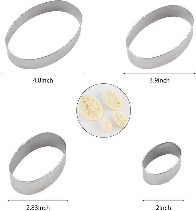 Oval Cookie Cutter Set Large - 5 Inch, 4 Inch, 3 Inch, 2 Inch - Geometric Cookie Cutters Shapes Molds - Stainless Steel Homemade Oval Biscuit Treats Cutter…