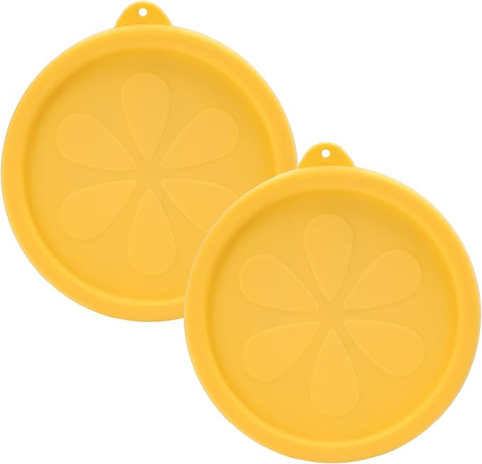 4 Cup Silicone Replacement Lids for Pyrex 7201-PC, 2 Pcs Round Seal Storage Cover Safe for Glass Bowls, for Microwave, Dishwasher and Freezer, Leak-proof Yellow