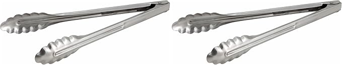 Winco Stainless Steel, Coiled Spring Utility Tong Heavyweight, Medium, 12-Inch (Pack of 2)