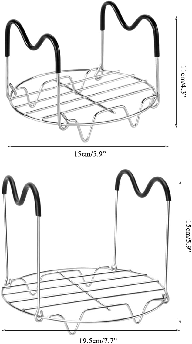 Steamer Rack Trivet with Handles for Instant Pot Pressure Cooker Accessories (Handle with Silicone, for 6qt)