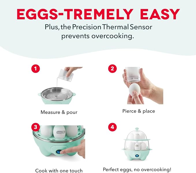 Dash Deluxe Egg Cooker, 12 Hard Boiled Eggs, White | Electric Double Decker Egg Poacher, Steamer & Omelette Maker Machine, Soft or Poached Eggs, Auto Shut-Off, BPA-Free