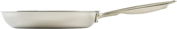 WINCO Tri-Ply Frying Pan, Silver | Induction compatible, Even heat distribution, Great for Sauteing, Searing, Frying and Restaurant Kitchens
