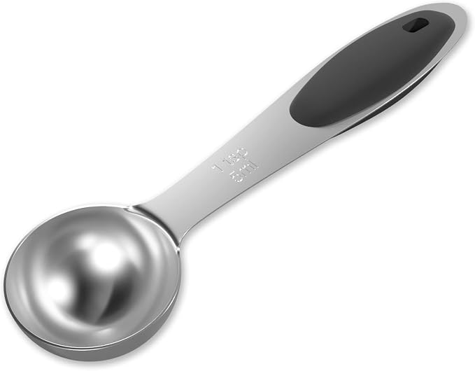 1PCS 1Tsp(5ml, 1/6oz) Measuring Spoon, Stainless Steel Measure Scoop | Accurate, BPA-Free, Dishwasher Safe, Silicone Grip, Engraved Marking, Kitchen Essential