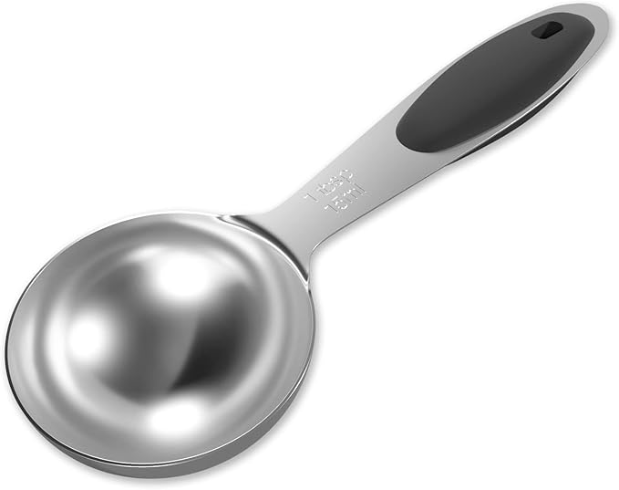 1PCS 1Tbsp(15ml, 1/2oz) Measuring Spoon, Stainless Steel Measure Scoop | Accurate, BPA-Free, Dishwasher Safe, Silicone Grip, Engraved Marking, Kitchen Essential