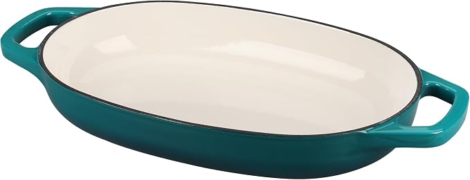 EDGING CASTING Enameled Cast Iron Oval Dutch Oven Pot with Lid, Dutch Oven for Sourdough Bread Baking, Bread Oven, Bread Dutch Oven, Oval Bread Pan, 5qt, Darkcyan