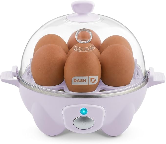 Dash Rapid Egg Cooker, 7 Hard Boiled Eggs, Lavender | Electric Egg Poacher, Boiler, Steamer & Omelette Maker Machine, Soft or Poached Eggs for Breakfast, Auto Shut-Off, BPA-Free