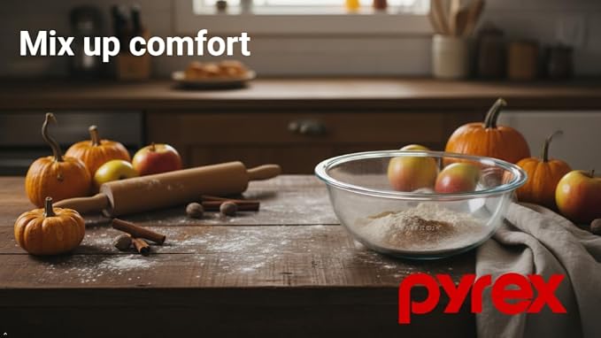 Pyrex 323 1.5qt Clear Glass Mixing Bowl - Made in USA | Tempered Glass Construction | Non Porous Surface | Stain Resistant Material | Smooth Design | Nesting Storage Capability