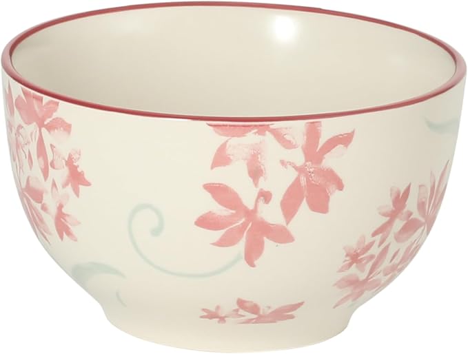 Gibson Home Admiral Hall 12-Piece Matte Stoneware Dinnerware Set – Dinner Plates, Salad Plates & Bowls with Pink Floral Pattern, Durable Everyday Dish Set, Microwave & Dishwasher Safe