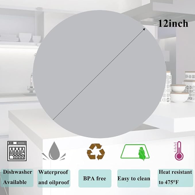 Multi-Purpose Silicone Original Microwave Mat | BPA Free, Food Grade Safe, Heat Resistant to 475°F, Dishwasher Safe - Splatter Guard, Hot Pad, Pot Holder, Minimize Mess,12 Inch, 2PCS (Grey)