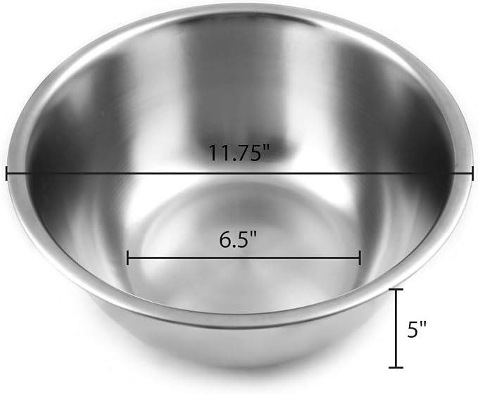 Fox Run Stainless Steel Mixing Bowl, Set of 3 Nesting Mixing Bowls | 4.25, 6.25 & 10.75 Quart Mixing Bowl Set | Double Wall Construction For Temperature Retention | Dishwasher Safe Mixing Bowls