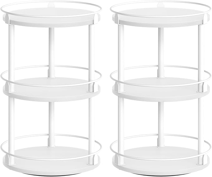 Spice Rack, Set of 2 Lazy Susan Organizer, 3-Tier Turntable Organizer For Cabinet, Compact and Versatile, for Kitchen Countertop, White SR23L2WW