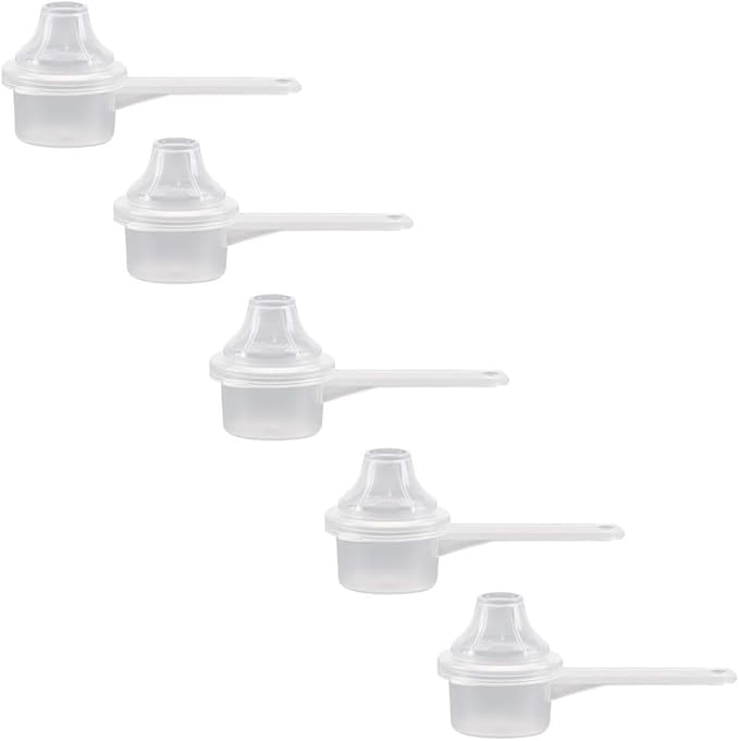 Measuring Scoop & Funnel - No Cap Open Spoons 5-Pack 5cc | Universal open design measuring spoon, Built-in funnel neck pour spout, Quick access cup for coffee powders and baking