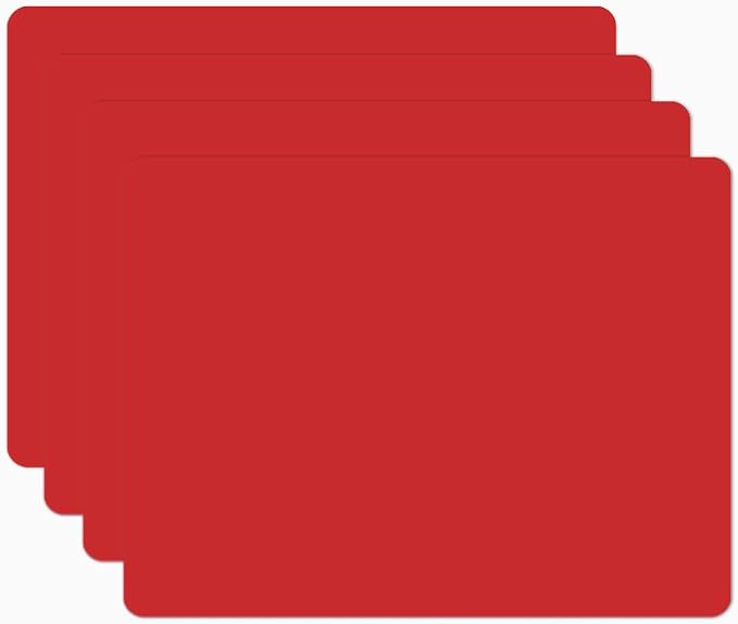 Silicone Placemats, Food-Grade Non-Slip Waterproof, Dining, Stain Resistant, Countertop Protector, Kitchen Counter Mat, Heat Resistant, Baking mat Dishwasher Safe (15.7x11.8Inch-4pack, Red)