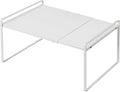 Nxconsu Expandable Shelf for Cabinets, Cabinet Shelf Riser, 12" White | Heavy-Duty Organizer Metal Dish Riser for Cabinets Holds 50LBS and Expands 13.4 to 24.5 in for Kitchen Pantry Plate Mug Spice