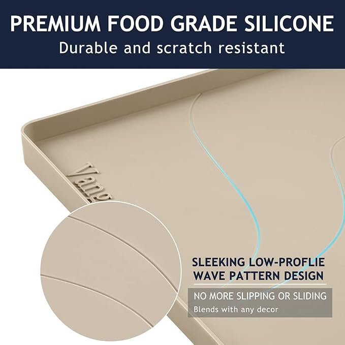 Heavy Duty Silicone Under Sink Mat for Kitchen&Bathroom 28" x 19",Waterproof Under Sink Rubber Mat Drip Tray, Raised Edge Under Sink Liner,Prevent Drips, Leaks, Spills,Beige