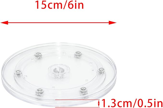 2Pcs Clear Acrylic Lazy Susan 6 Inch Turntable Organizer Bearings | Mini Lazy Susan, Small Lazy Susan Turntable, 360° Rotating Swivel Plate for Spice Rack, Cosmetic, Cake, Pantry, DIY Display