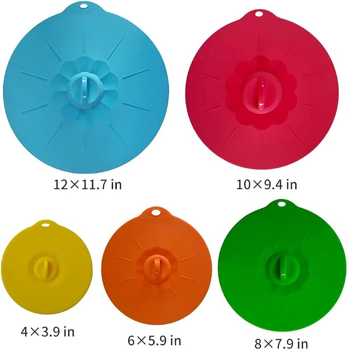 Silicone Lids Covers - Microwave Food Cover for Bowls,Cups,Pots,Pans Food Safe BPA Free Silicone Bowl Covers Easy to Clean and Storage