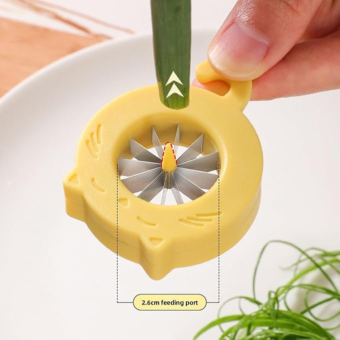 Professional Green Onion Shredder & Slicer - 12 Blade Stainless Steel Scallion Cutter with Safety Design, Perfect for Blooming Onion, Chili & Celery (1)