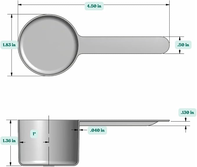 50 mL (50 CC | 1.69 Oz.) Long Handle Plastic Measuring Scoop for Coffee, Protein Powder, Pet Food, Spices, Grains, Dry Goods – Food-Grade BPA-Free (Pack of 1)