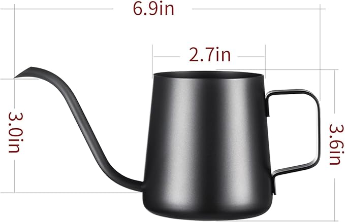 PARACITY Pour Over Kettle, 12 oz Stainless Steel Gooseneck Coffee Pot | Pour over coffee pot with lid, narrow spout and hanging handle for single-cup drip coffee or tea during travel and camping