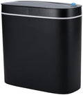 Sooyee 14 Liters Automatic Bathroom Trash Can with Lid, 3.6 Gallon Touchless Sensor Trash Can for Kitchen, Office, Bedroom, Bathroom, Living Room, Black Plastic