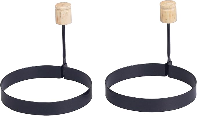 HIC Kitchen Non-Stick Fried and Poached Egg and Pancake Cooking Rings, Round Shaped, PFOA and BPA Free, Set of 2