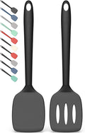 Coukre 2 Pack Silicone Spatula Set,High Heat Resistant, BPA-Free | Dishwasher Safe Kitchen Spatula for Nonstick Pans, Solid & Slotted Turners for Cooking, Sautéing, and Flipping, PureBlack