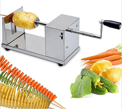 TechTongda Tornado Potato Spiral Cutter Manual Stainless Steel Twisted Potato Slicer Cutter French Fry for Potatoes Carrots Vegetables