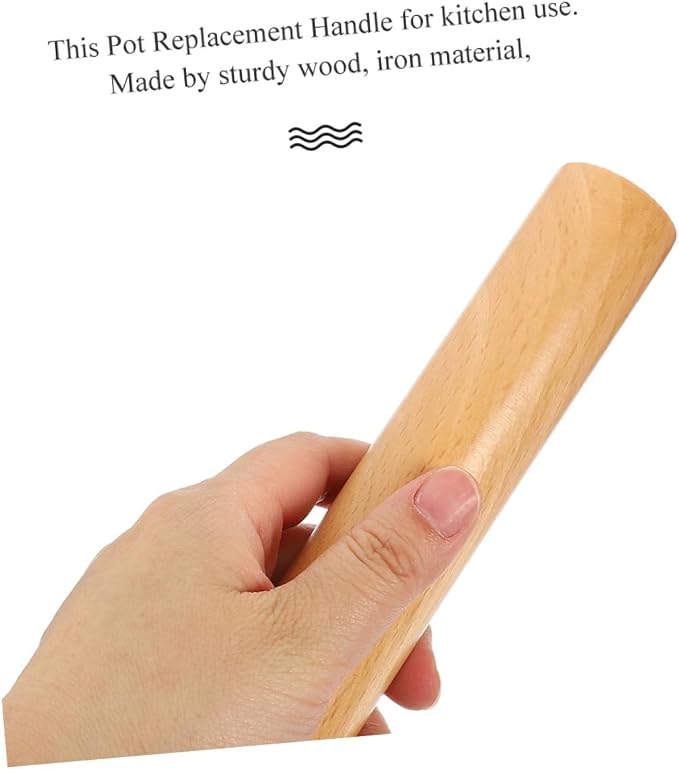 Mikinona Wok Handle Wok Accessories Detachable Handle Cookware Pan Replacement Pot Grip Replacement Wooden Pan Universal Wooden Cookware Beech Iron