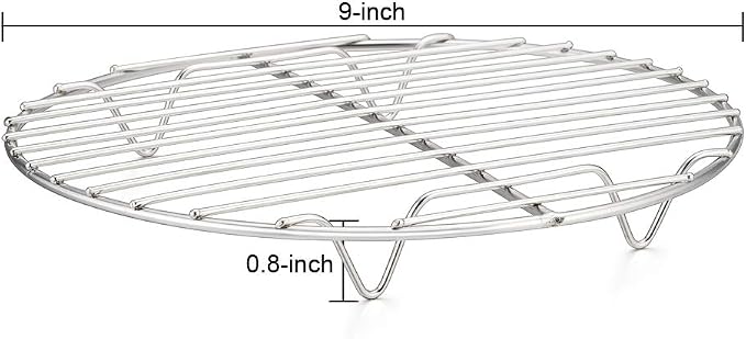 TeamFar Round Cooling Rack Set of 4, 9 Inch Round Wire Rack | Stainless Steel Baking Steaming Roasting Rack Set, Healthy & Sturdy, Mirror Finish & Rust Resistant, Oven & Dishwasher Safe