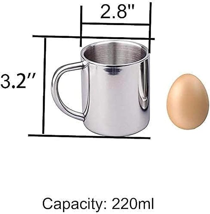 IMEEA Small Espresso Mug 7.5oz Double Wall Stainless Steel Cups, Set of 2