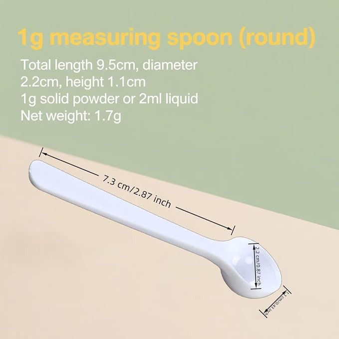 1g/2ml Measuring-Spoons Scoop for Creatine,Powders,Cooking,Recipes,Lab,Food Grade PP Material,BPA-free,Meets FDA Standards，2-Packs(With milliliter scale marking) White