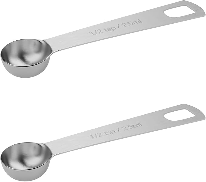 2PCS 1/2tsp(1/6tbsp, 2.5ml) Measuring Spoon, Stainless Steel Teaspoon | High Precision, Food-Grade, ‌Rust-Free, Dishwasher-Safe, Easy-Read Markings, Multi-Purpose, Sturdy & Durable