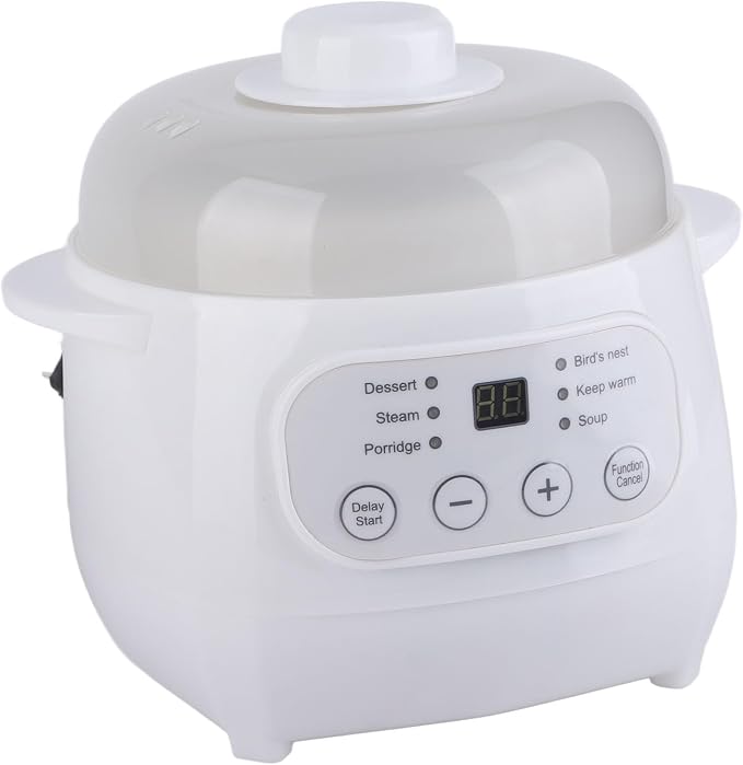 1L Electric Stew Pot Slow Cookers Electric Stew Cooker Ceramic Liner with Lid Ceramic Casserole Cooking Pot for Stove Porridge Rice Soup
