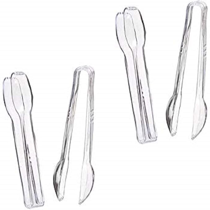 Clear Plastic Tongs, 6 1/2", 4 Pack