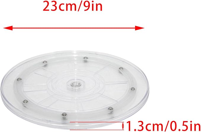 1Pcs Clear Acrylic Lazy Susan 9 Inch Turntable Organizer Bearings | Mini Lazy Susan, Small Lazy Susan Turntable, 360° Rotating Swivel Plate for Spice Rack, Cosmetic, Cake, Pantry, DIY Display