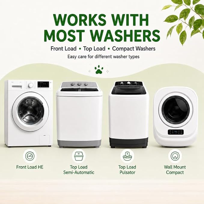 ORIENTLEAF Washing Machine Cleaner for Pet Owners, 24 Tablets 1 Year Supply | Fragrance-free enzyme washer tablets for pet homes; help clean washer residue, less plastic and easy to store