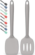 Coukre 2 Pack Silicone Spatula Set,High Heat Resistant, BPA-Free | Dishwasher Safe Kitchen Spatula for Nonstick Pans, Solid & Slotted Turners for Cooking, Sautéing, and Flipping, PureGray