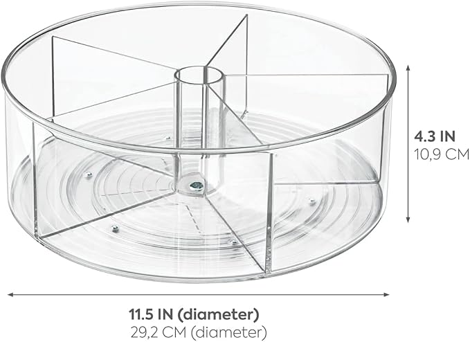 iDesign Recycled Plastic Lazy Susan Turntable Organizer Pantry, Bathroom, General Storage and More, The Linus Collection, 11.5", Clear | Recycled Plastic, Pantry Organizer, Bathroom Storage, General Storage