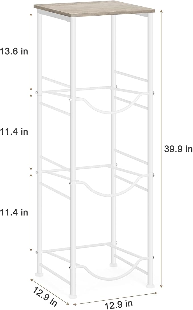 OYEAL Water Bottle Storage Holder 5 Gallon Drink Dispenser Stand with Table 3-Tier Heavy Duty Water Cooler Jug Rack Water Bottle Organizer for Kitchen, Office, Living Room, Rustic Grey