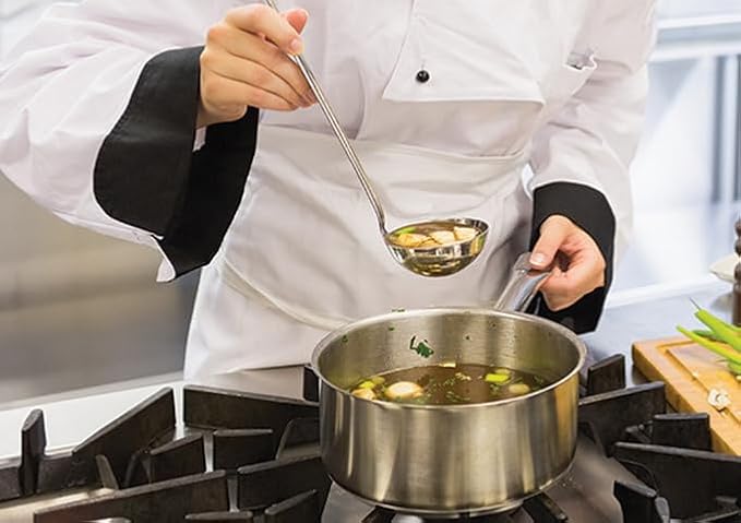 Winco 10 qt Stainless Steel Sauce pan with Cover | Heavy-duty, Tri-ply construction, Helper handle, Great for Cooking and Food Preparation