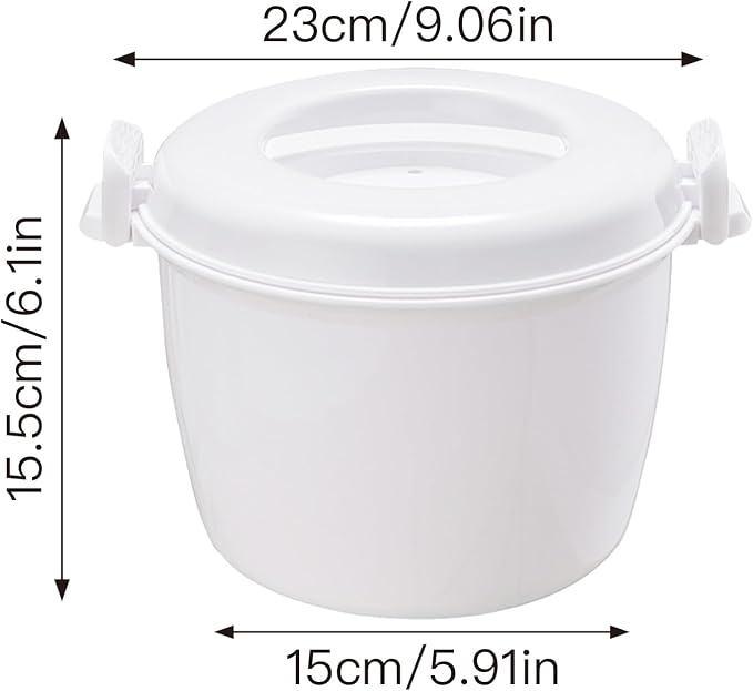 Microwave Rice Cooker With Rice Spoon, BPA-Free Rice Cooker Microwave, Cook Rice, Steam Vegetables & Reheat Meals, Dishwasher Safe for Dorm, Office & Small Kitchen (2.6L)