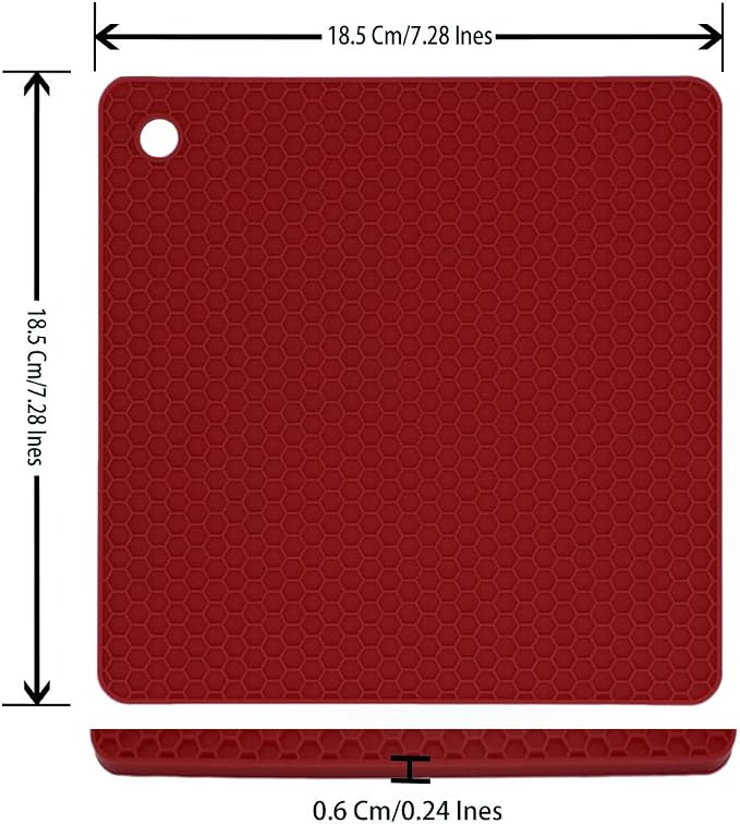 Silicone Trivets for Hot Dishes, Pots and Pans, Hot Pads for Kitchen, Merlot Red Silicone Pot Holders Mats for Kitchen Quartz Counter Heat Resistant Mat, Flexible Table Trivet Mat Set 4