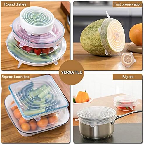 LELE LIFE 4 Pack Same Size Silicone Stretch Lids, Thicker Reusable Sturdy Silicone Container Cover, Expandable Food Storage Covers, Dishwasher and Freezer Safe, 8.07in(20.5cm)